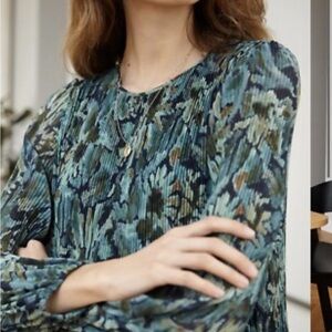 Wilfred Green and Blue Floral Midi Dress